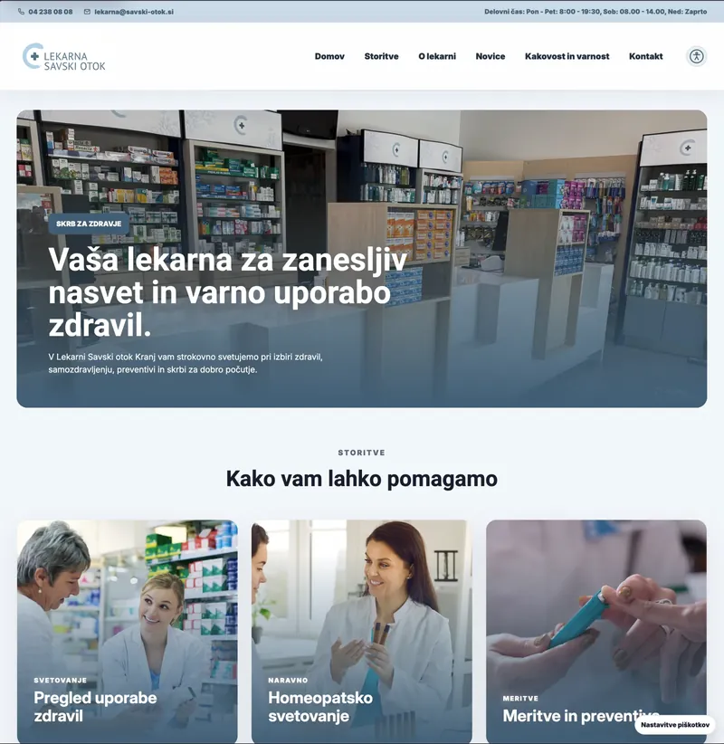Spletna stran Lekarna Savski Otok