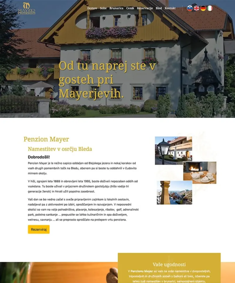 Spletna stran Penzion Mayer