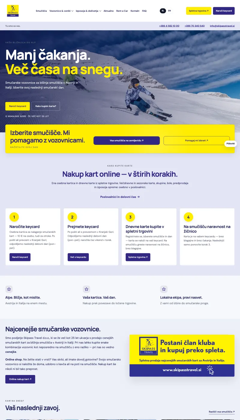 Prenovljena spletna stran Skipass Travel — smučarske vozovnice za Avstrijo in Italijo