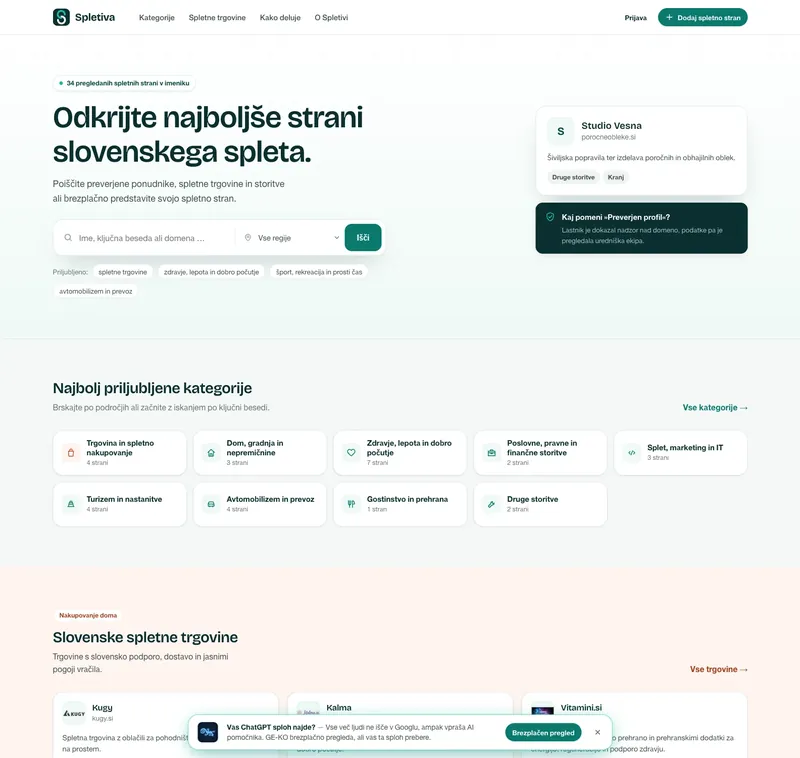 Portal Spletiva.si — imenik slovenskih spletnih strani in trgovin