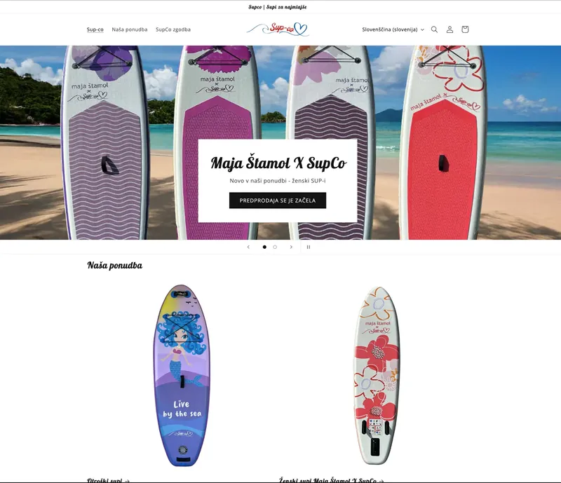 Primer izdelane spletne trgovine — Sup-co.si
